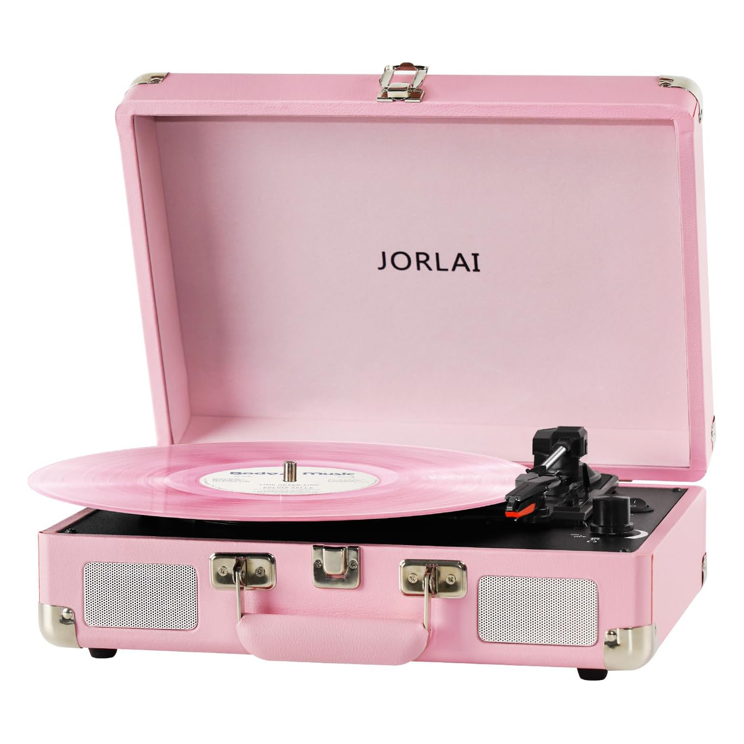 Portable Suitcase Turntable / Vynil Player with Built in Battery & Built in Speakers – Pink